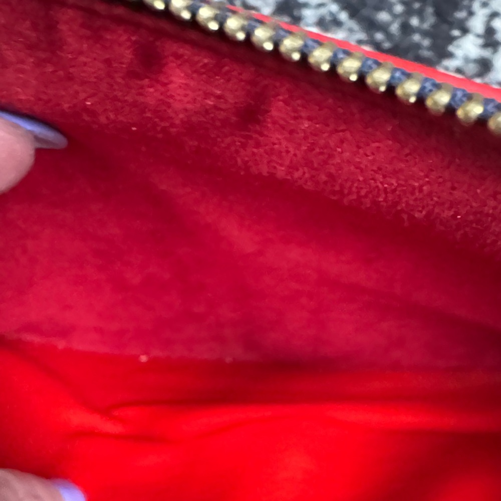 Navy Monogram Wristlet with Red Interior and Gold Accents - Picture 5 of 12